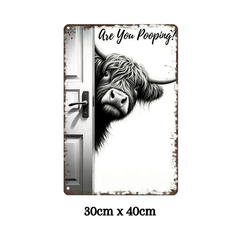 CowFrame™ – Grappig Rustiek Hoogland Koe Frame Badkamerbord