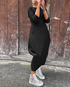 Icone™ SleekDress: Minimalistische Lange Sleek Mouw Elegante Casual Fit Jurk