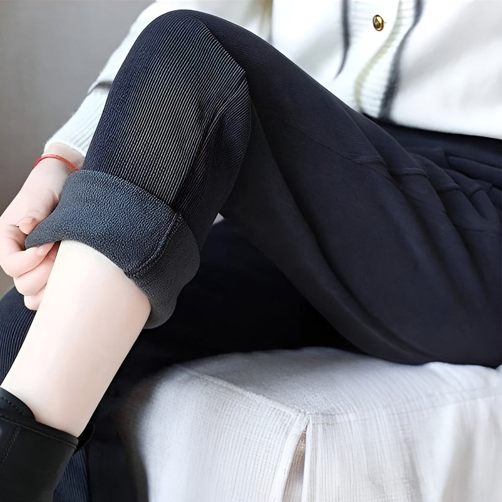 Icone™ WarmTrousers: Vrouwen Stijlvolle Hoge Taille Slanke Pasvorm Warme Broek