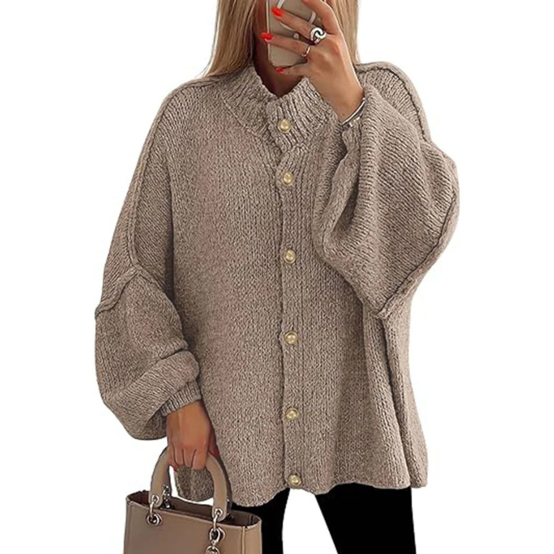 Icone™ CozyCardigan - Gezellige Gebreide Hoge Hals Over-Groot Cardigan