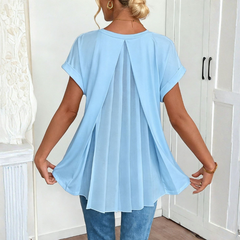 Icone™ SimpleTop - Eenvoudige Casual Ademend V-Hals Top Met Plissé Achterkant