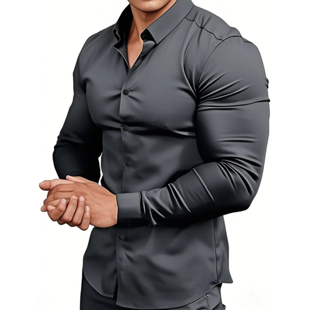 Icone™ ClassicPolo: Heren Lang Mouw Knoop- Omlaag Klassiek Polo Shirt