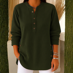 Icone™ CasualBlouse: Effen Kleur Stijlvolle Knopen Toevallig Bloes