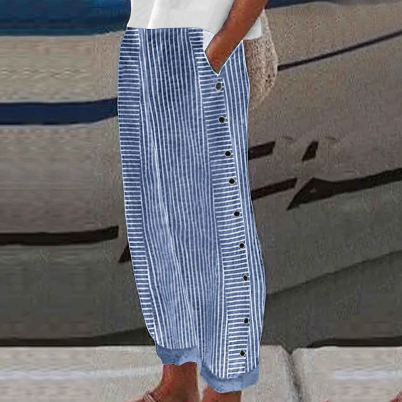 Icone™ StripePants: Comfortabele Mode Stripe Broek Met Zakken