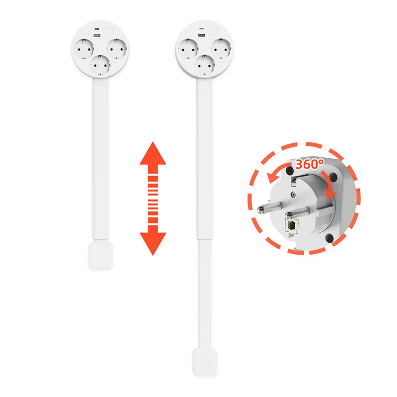 Globetrek° PowerHub: Verstelbare Multi Socket Verlengkabel En USB Hub