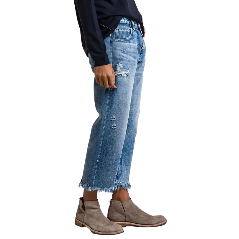 Icone™ CroppedJeans: Dames Toevallig Retro Stijl Cropped Rechte Jeans