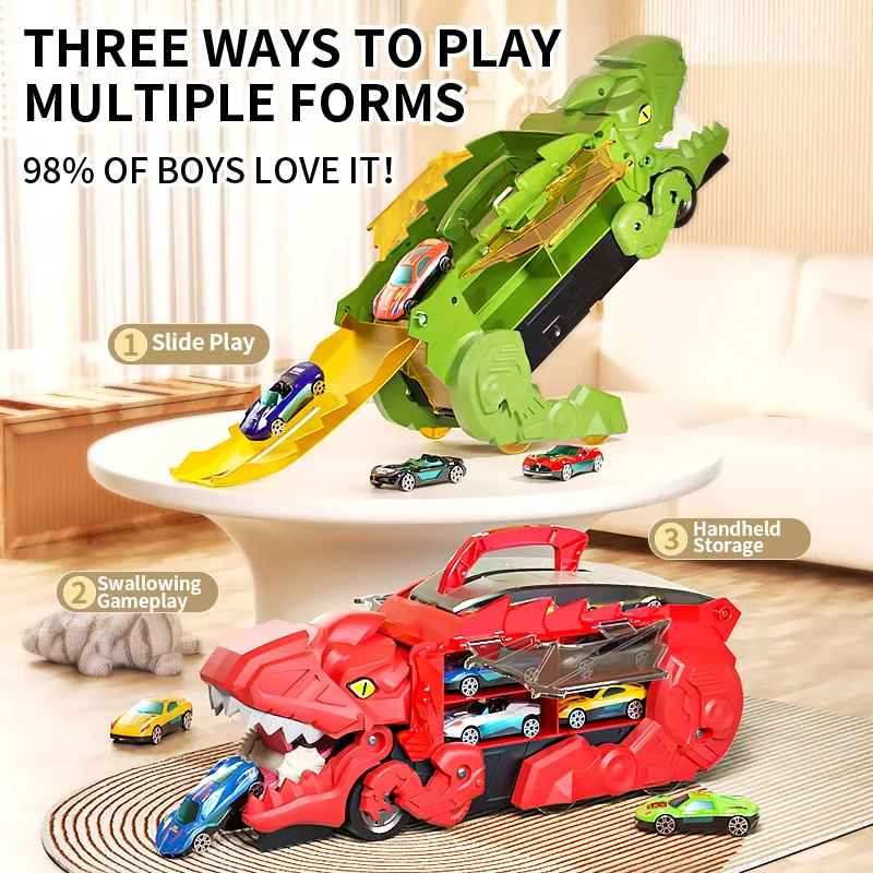 Kletshuts™ DinoPlayset: Dino Slikken Voertuig Spoor Auto Kinderen Spelen Set