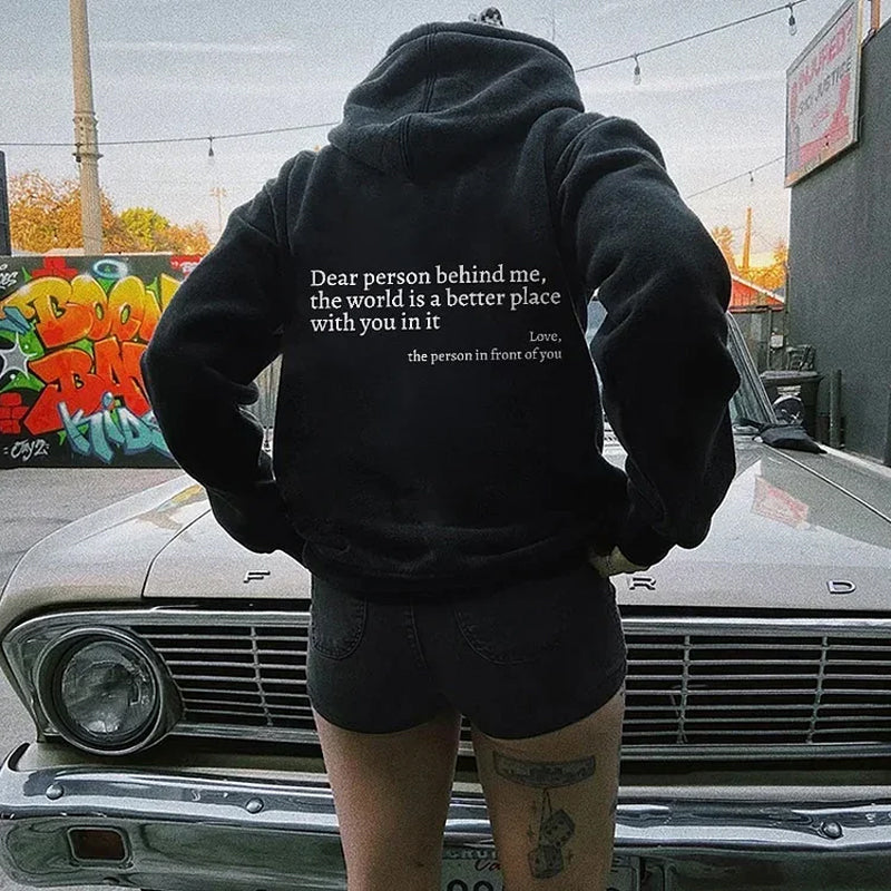 Icone™ DearHoodie: Hoodie Met Voor En Achterkant Opdruk Bericht