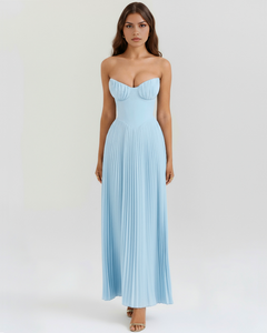 Icone™ FlexDress: Strapless Flexibele Feeststijl Plissé Maxi Jurk