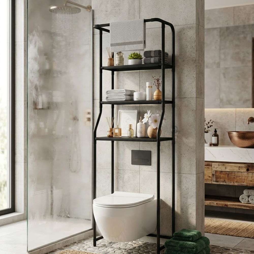 GlideHold® BathroomShelf: Stijlvolle Minimalistische 3-Laagse Badkamerplank
