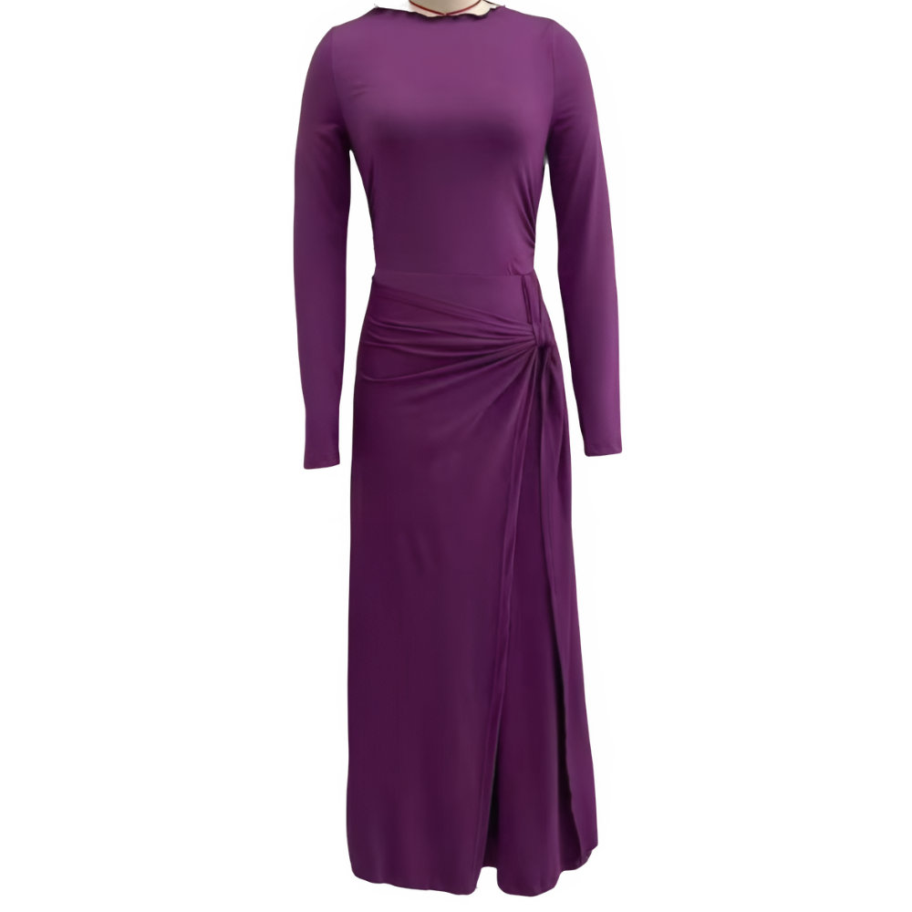 Icone™ MaxiDress: Zij-Knoop Wikkel Slank-Pasvorm Premium Lange Maxi Jurk