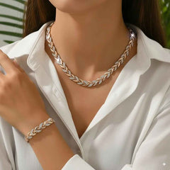 Jewelance™ FashionJewelry: Luxe Wilgen-Geïnspireerd Armband En Ketting Mode Sieraden Set