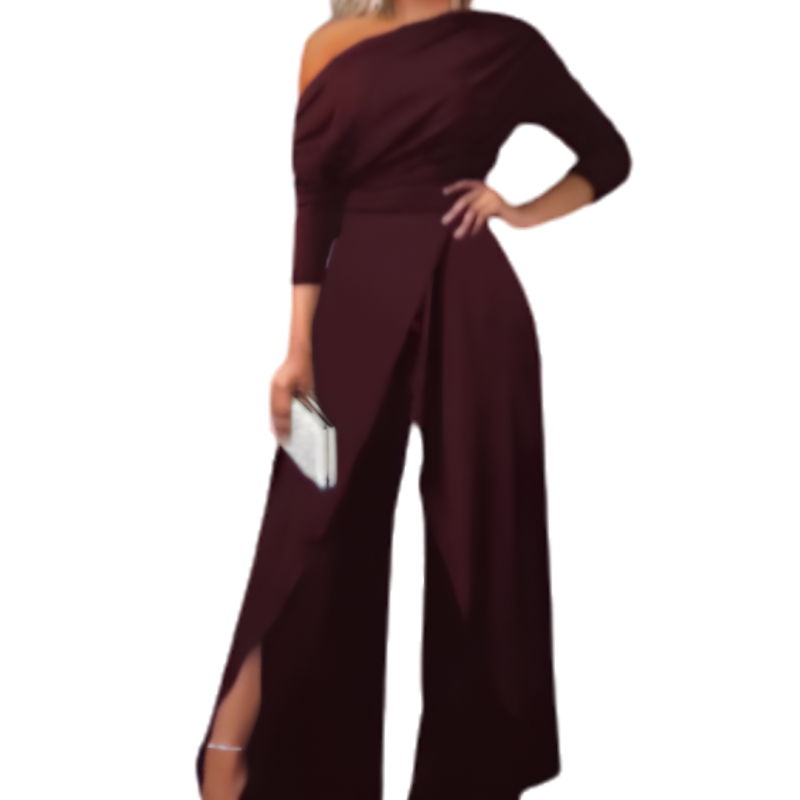 Icone™ StylishJumpsuit - Stijlvol Lange Mouwen Asymmetrische Jumpsuit