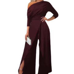 Icone™ StylishJumpsuit - Stijlvol Lange Mouwen Asymmetrische Jumpsuit