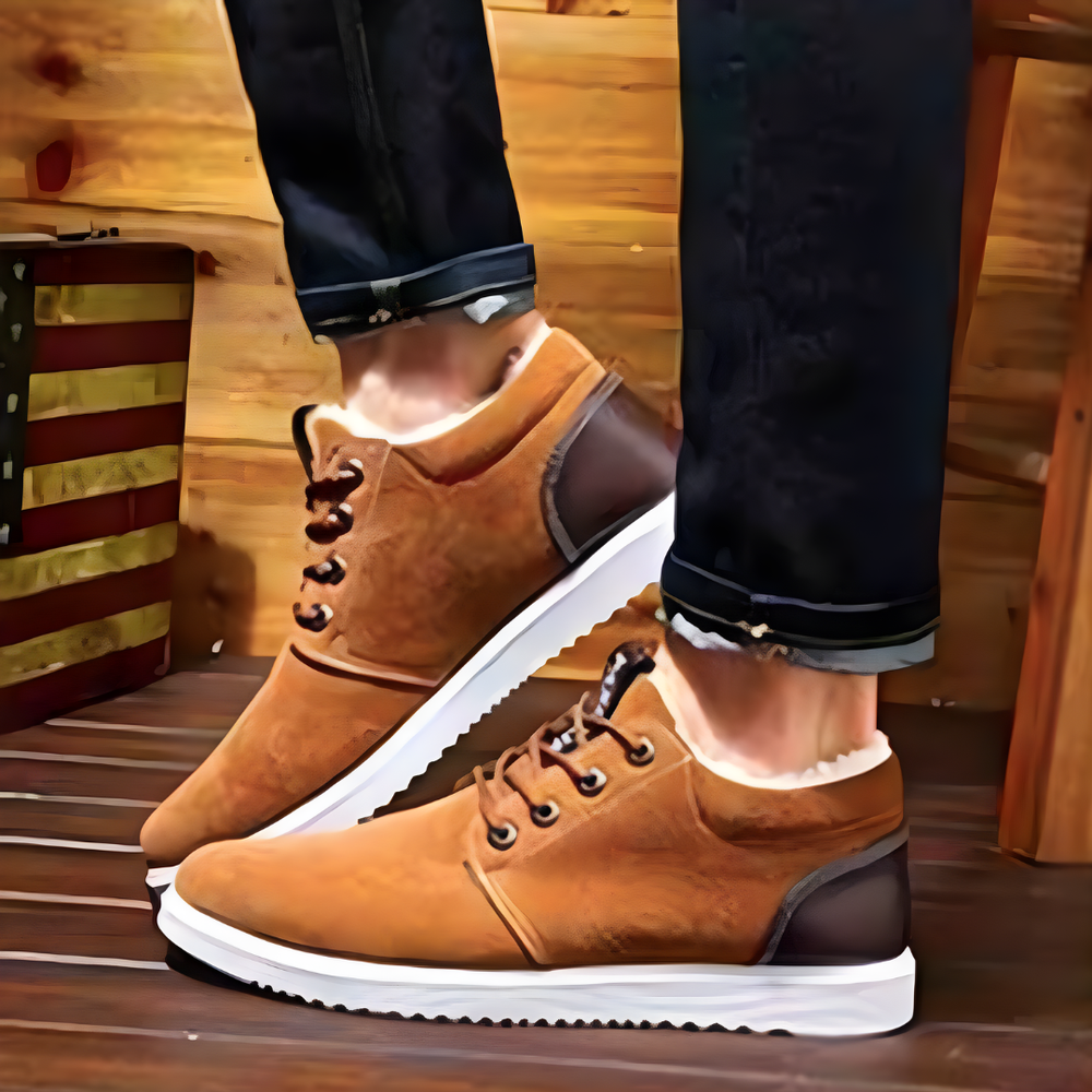 Happy™ SnugShoes: Stijlvolle Heren Winter Hoge-Snee Knus Veterschoenen