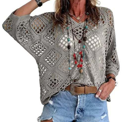 Icone™ CrochetCoverup: Bohemian Zomer Mid-Lengte Mouwen Coverup