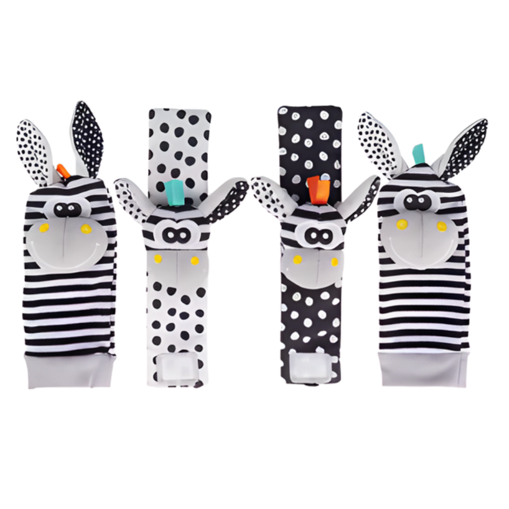 Kletshuts™ RattleToy 1+1 GRATIS: Zachte Dierlijke Baby Pols En Voet Sokke Rammelaa Speelgoed Set