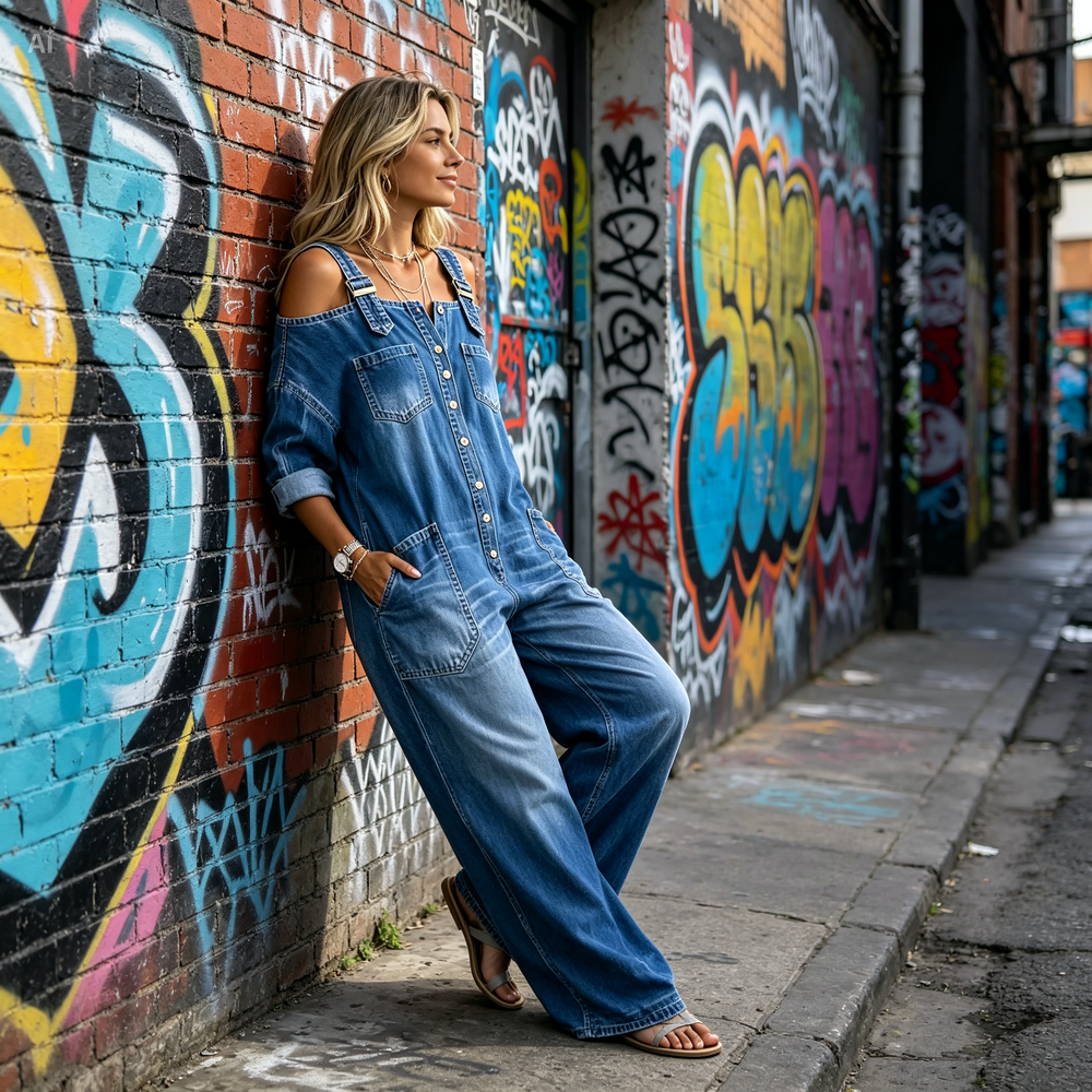 Icone™ DenimJumpsuit - Comfortabele Klassieke Losse Pasvorm Denim Jumpsuit
