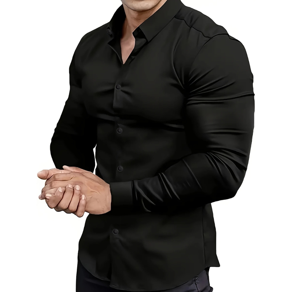 Icone™ ClassicPolo: Heren Lang Mouw Knoop- Omlaag Klassiek Polo Shirt