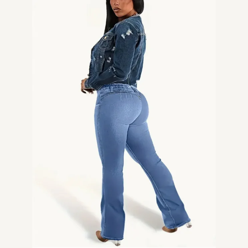 Icone™ FlareJeans: Stijlvolle Rekbare Hoge Taille Chic Flare Spijkerbroek