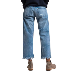 Icone™ CroppedJeans: Dames Toevallig Retro Stijl Cropped Rechte Jeans