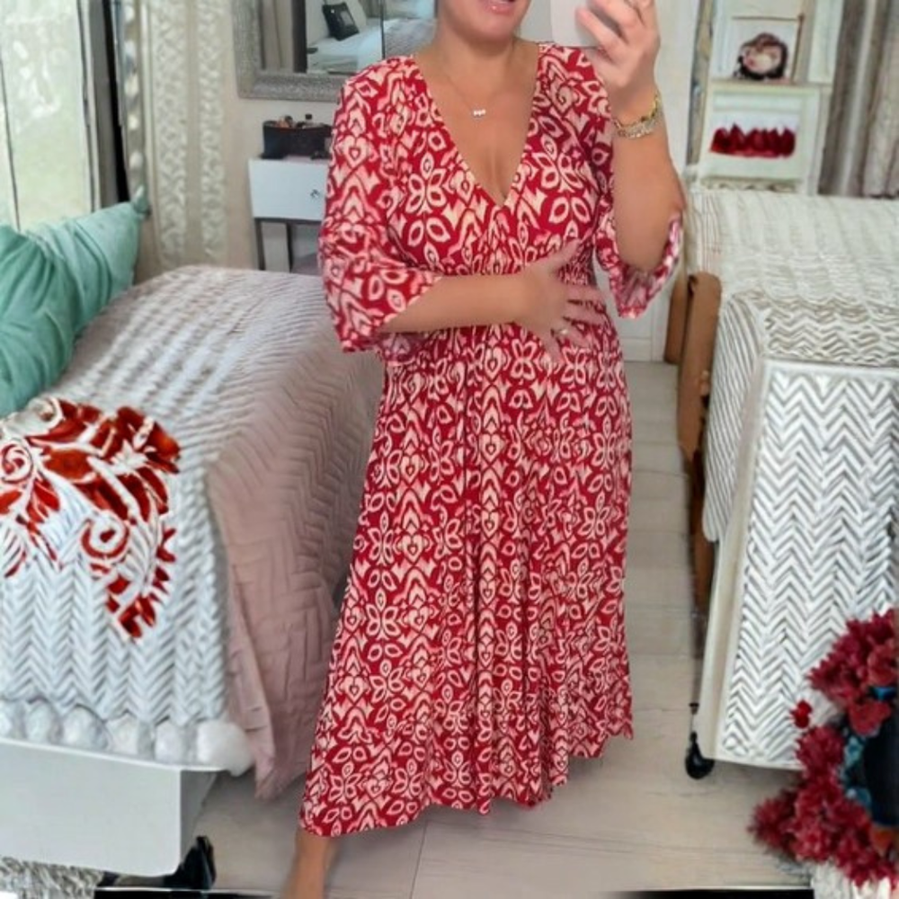 Icone™ SummerDress - Elegante Vloeiende Gedrukte V-Hals Maxi Zomerjurk