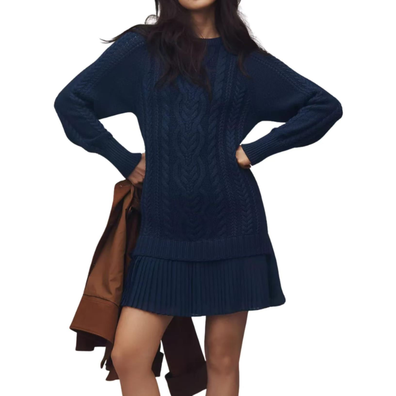 Icone™ KnittedDress: Knus Mini Lange Mouwen Gebreid Jurk