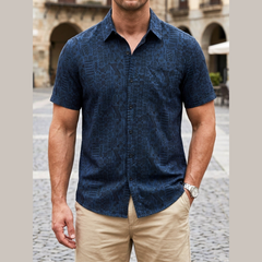 Icone™ VersatileShirt: Heren Veelzijdig Patroon Kort Mouw Knop Omlaag Shirt
