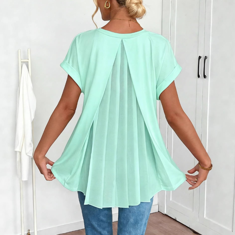 Icone™ SimpleTop - Eenvoudige Casual Ademend V-Hals Top Met Plissé Achterkant