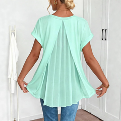 Icone™ SimpleTop - Eenvoudige Casual Ademend V-Hals Top Met Plissé Achterkant