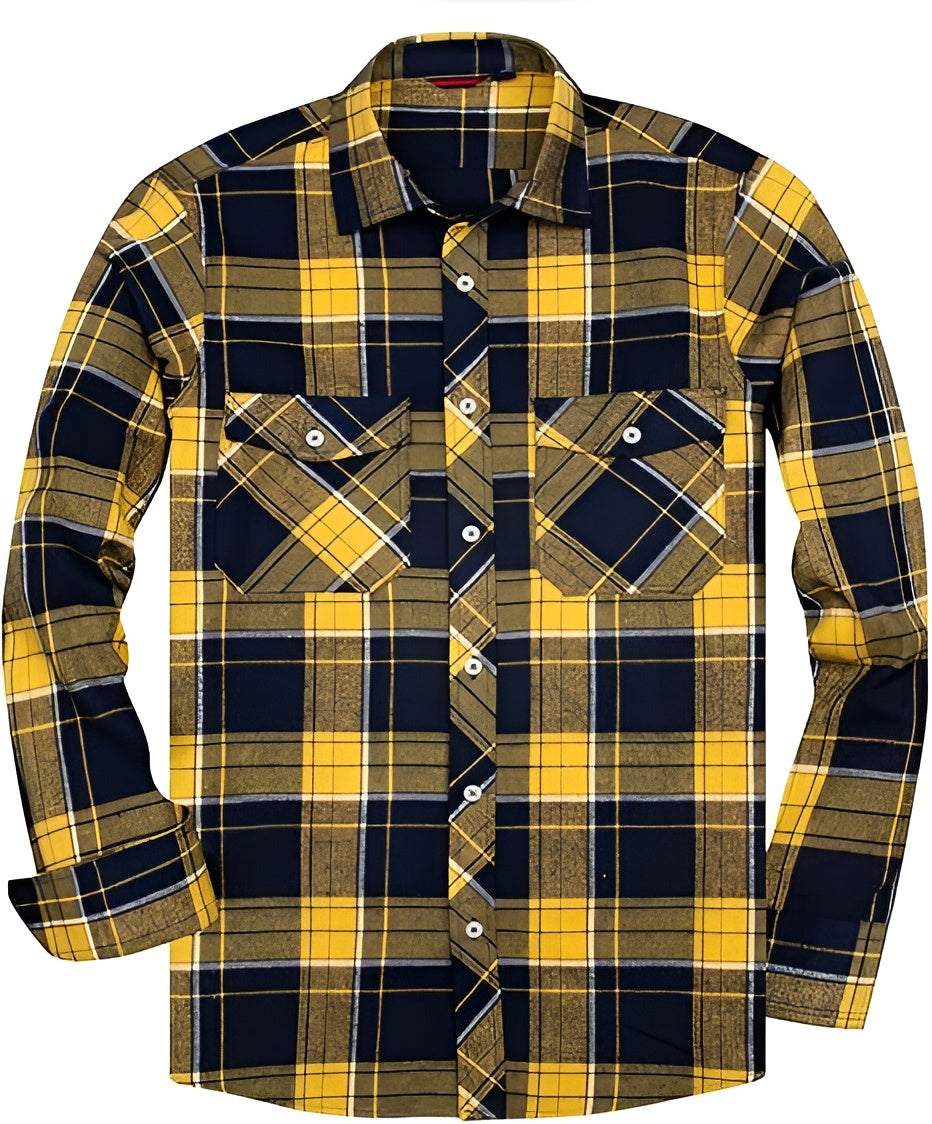 Icone™ CheckeredLongsleeves: Klassieke Casual Knoop-Beneden Geruite Mouwen