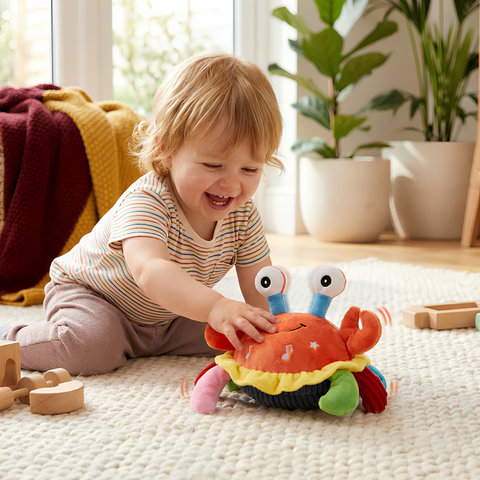 Kletshuts™ CrabToy - Interactieve Muzikale Leerkrab Pluche Speelgoed