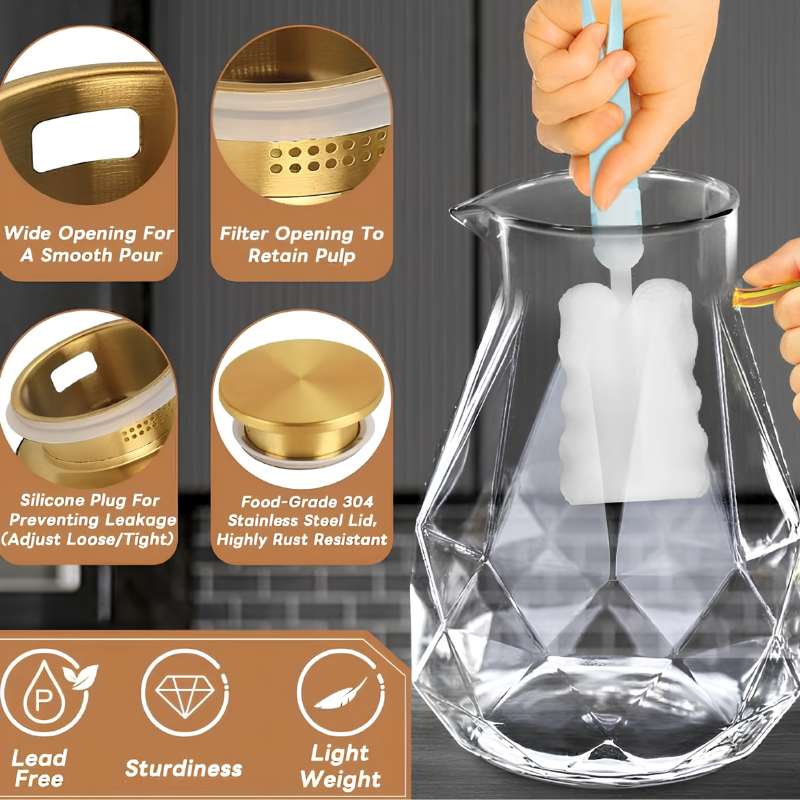 Globetrek° GlassPitcher - Elegante Glazen Diamantpatroon Werper