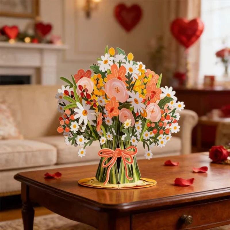 FlowerCard 1+1 GRATIS - 3D Pop Up Bloemenboeket Speciale Wenskaart