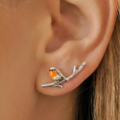 Jewelance™ BirdEarrings 1+1 GRATIS: Mode Roodborstje Vogel Neergestreken Op Een Takje Stud Oorbellen