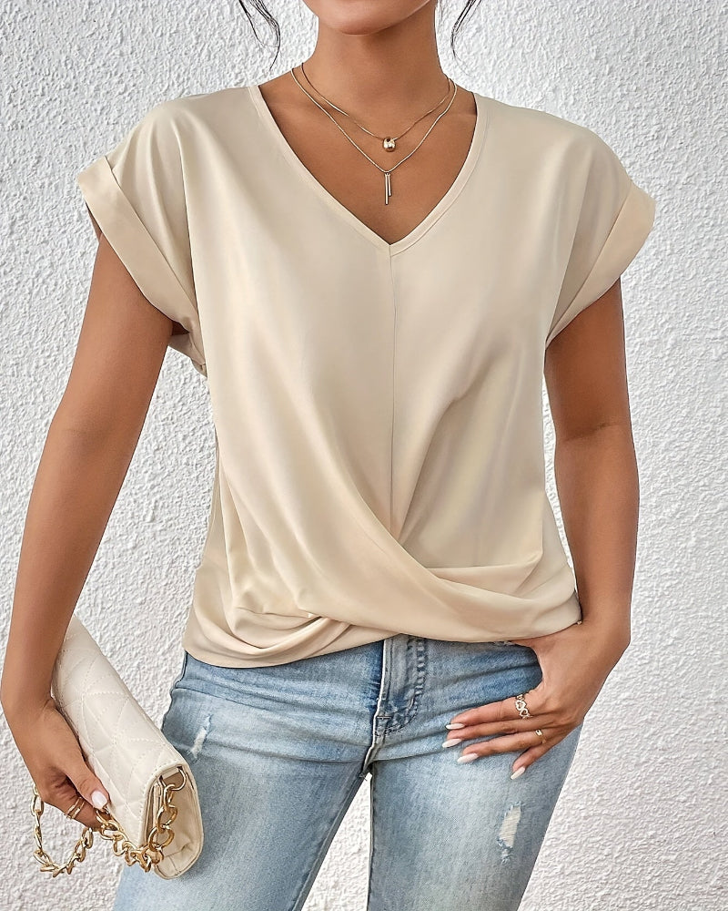 Icone™ TwistTop: Elegante Twist Voorkant Stijl Korte Mouw Casual Top