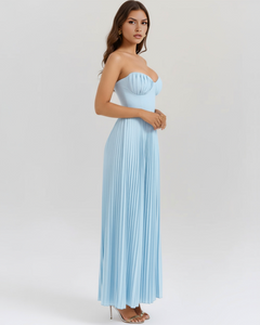 Icone™ FlexDress: Strapless Flexibele Feeststijl Plissé Maxi Jurk