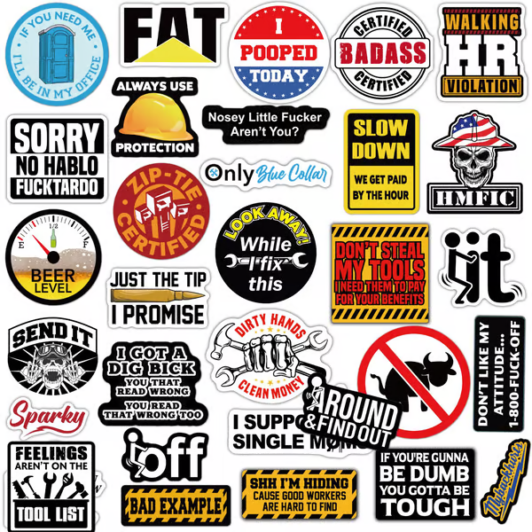 FunnyStickers: Grappige Blauwe Kraag Waterdichte Stickers Pakket