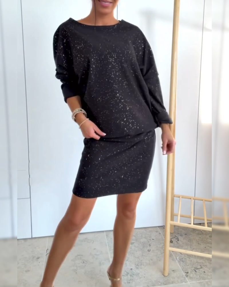 Icone™ GlitterDress: Elegante Ronde Hals Chique Glitter Jurk