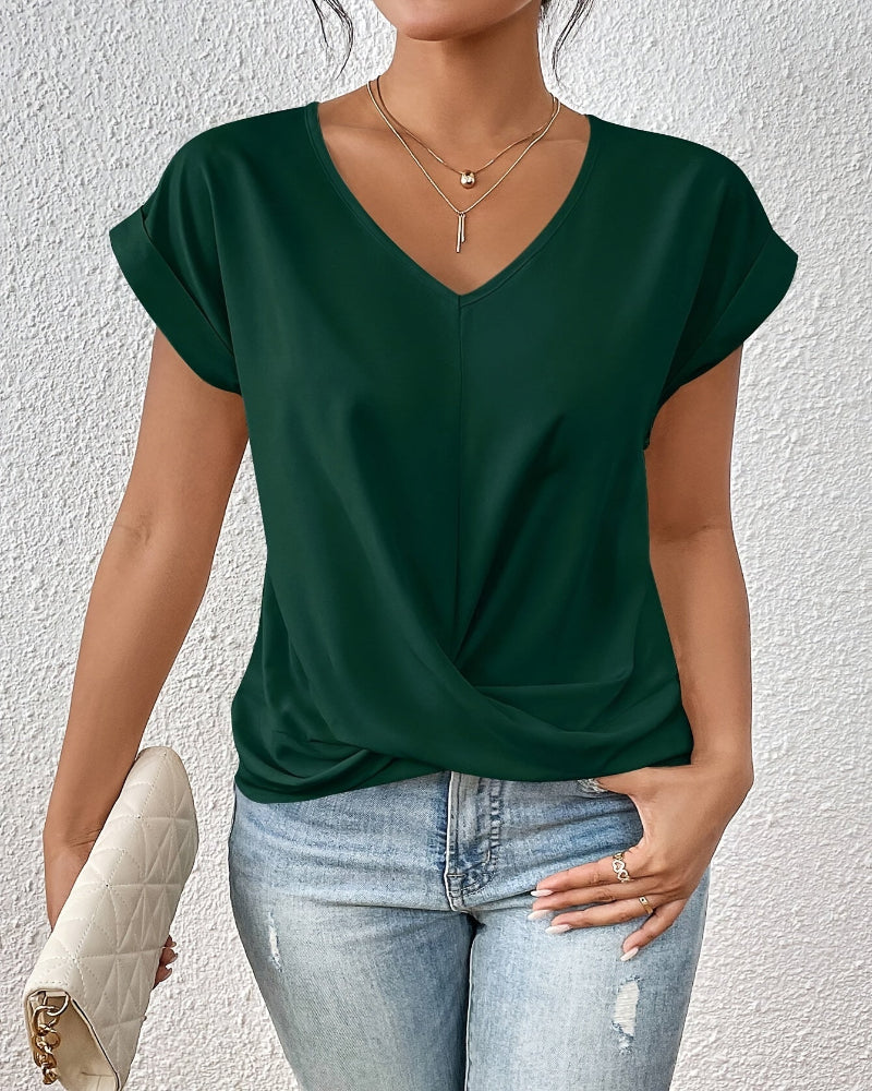 Icone™ TwistTop: Elegante Twist Voorkant Stijl Korte Mouw Casual Top