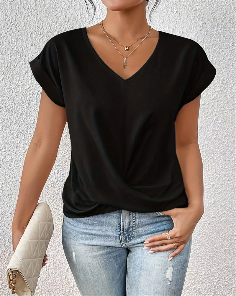 Icone™ TwistTop: Elegante Twist Voorkant Stijl Korte Mouw Casual Top