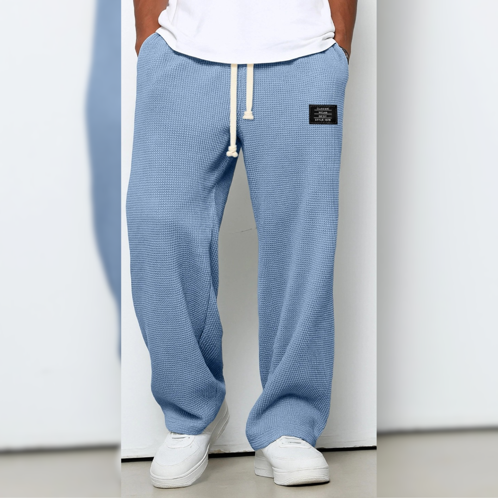 Icone™ WafflePants: Getextureerde Ontspannen Comfortabele Rechte-Pijpen Casual Wafel Broek