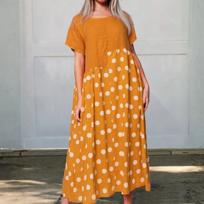 Icone™ PolkadotDress: Toevallig Loszittend  Fit Polkadot Maxi Jurk
