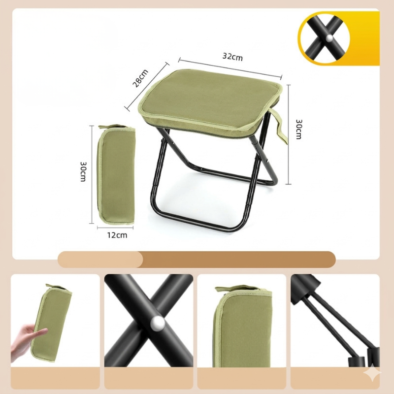 UltiFurni® PortableStool: Gemakkelijk Vouwbare Ultra-Lichte Compacte Draagbaar Kruk