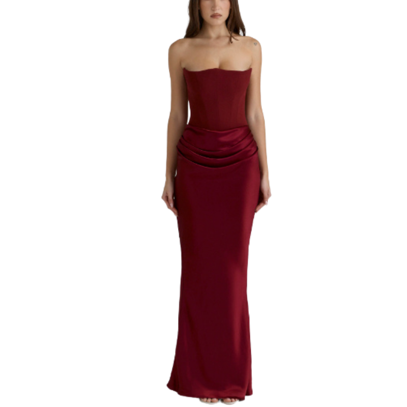 Icone™ VelvetDress: Strapless Maxi Elegante Bodycon Stijl Fluwelen Jurk