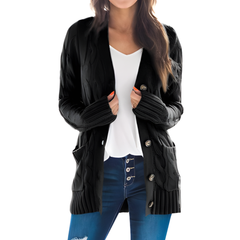 Icone™ KnittedCardigan: Dames Gezellig Lang Gebreid Vest