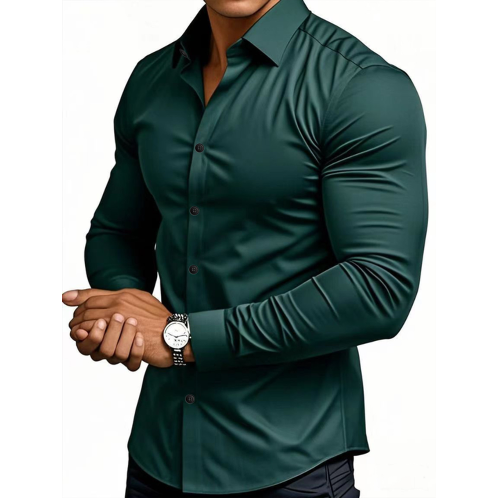 Icone™ ClassicPolo: Heren Lang Mouw Knoop- Omlaag Klassiek Polo Shirt