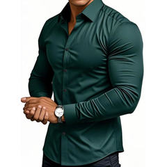 Icone™ ClassicPolo: Heren Lang Mouw Knoop- Omlaag Klassiek Polo Shirt
