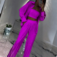 Icone™ ShinySet: Dames Elegante Drie-Delige Sexy Glanzende Set
