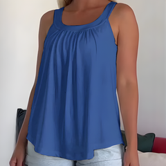 Icone™ SleevelessTop: Stijlvolle Zomer Effen Plissé Tank Mouwloze Bovenkant